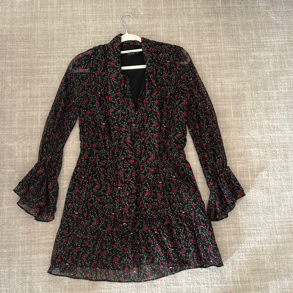 Zara Floral Black Dress